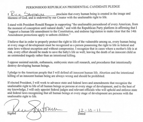 Santorum pledge